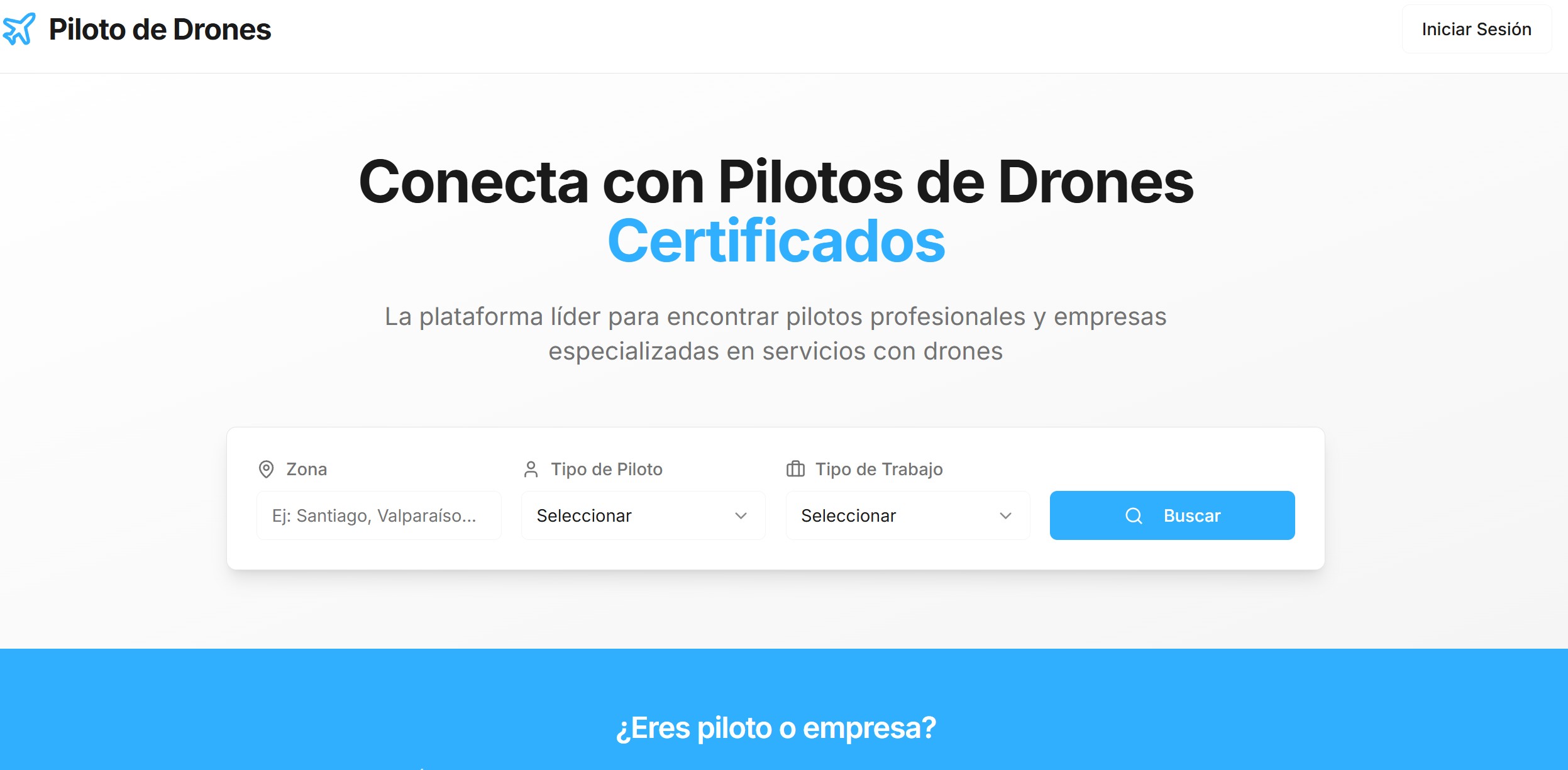Sitio web de Piloto de Drones con cursos y academia de vuelo
